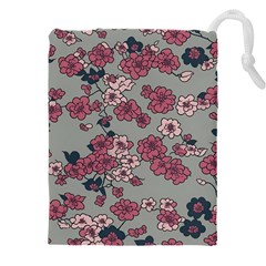 Traditional Cherry Blossom On A Gray Background Drawstring Pouch (4xl) by Kiyoshi88