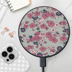 Traditional Cherry Blossom On A Gray Background Wireless Fast Charger(black) by Kiyoshi88