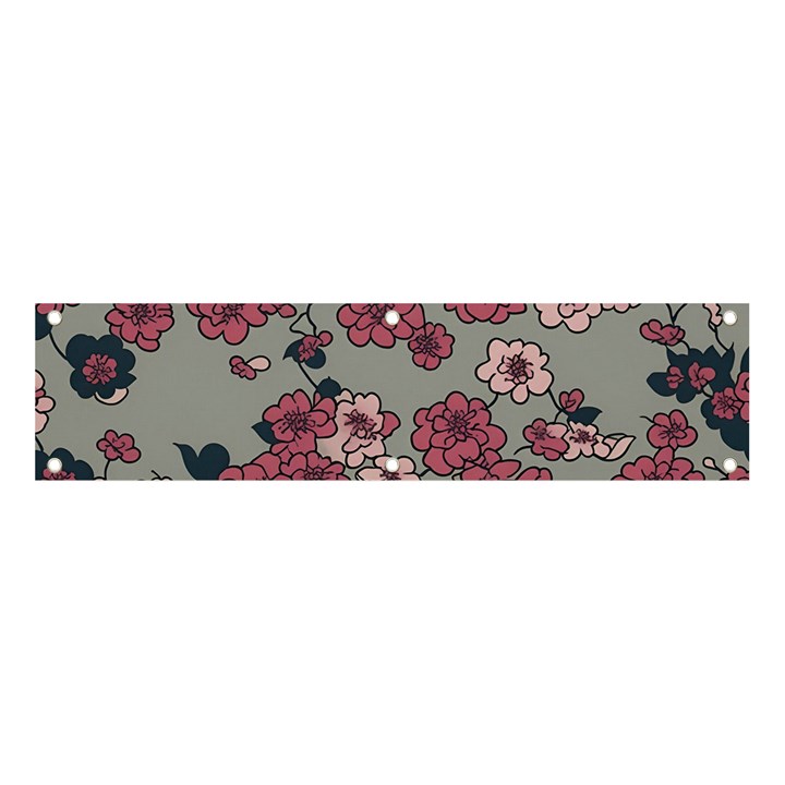 Traditional cherry blossom on a gray background Banner and Sign 4  x 1 