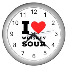 I Love Whiskey Sour Wall Clock (silver) by ilovewhateva