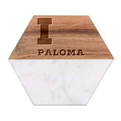 I Love Paloma Marble Wood Coaster (hexagon)  by ilovewhateva