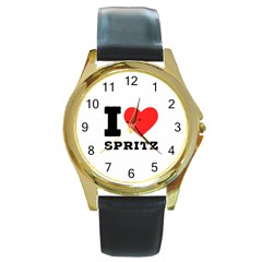 I Love Spritz Round Gold Metal Watch by ilovewhateva