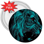 Angry Male Lion Predator Carnivore 3  Buttons (10 pack)  Front