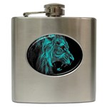 Angry Male Lion Predator Carnivore Hip Flask (6 oz) Front