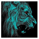 Angry Male Lion Predator Carnivore Square Satin Scarf (36  x 36 ) Front