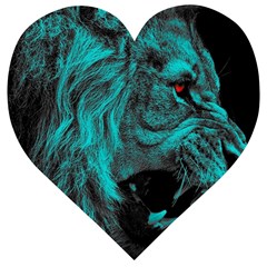 Angry Male Lion Predator Carnivore Wooden Puzzle Heart by Salman4z