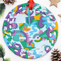 Pattern Hotdogtrap Round Filigree Ornament (two Sides)