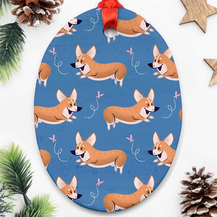 Corgi Patterns Ornament (Oval)