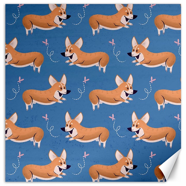 Corgi Patterns Canvas 12  x 12 