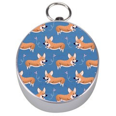 Corgi Patterns Silver Compasses by Salman4z