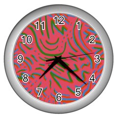 Pattern Saying Wavy Wall Clock (silver) by Salman4z