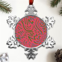 Pattern Saying Wavy Metal Small Snowflake Ornament by Salman4z