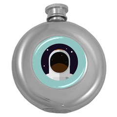 Astronaut Space Astronomy Universe Round Hip Flask (5 Oz) by Salman4z