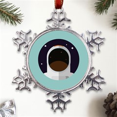 Astronaut Space Astronomy Universe Metal Large Snowflake Ornament by Salman4z