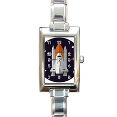 Rocket Space Universe Spaceship Rectangle Italian Charm Watch by Salman4z