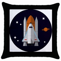 Rocket Space Universe Spaceship Throw Pillow Case (black) by Salman4z