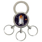 Rocket Space Universe Spaceship 3-Ring Key Chain Front