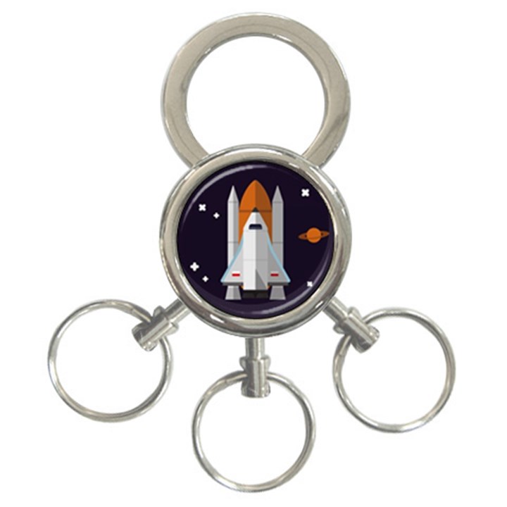 Rocket Space Universe Spaceship 3-Ring Key Chain