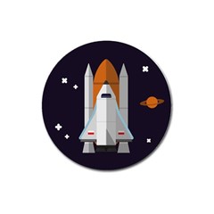 Rocket Space Universe Spaceship Magnet 3  (round) by Salman4z