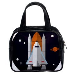 Rocket Space Universe Spaceship Classic Handbag (two Sides) by Salman4z