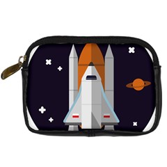 Rocket Space Universe Spaceship Digital Camera Leather Case by Salman4z