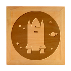 Rocket Space Universe Spaceship Wood Photo Frame Cube