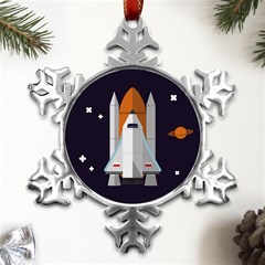 Rocket Space Universe Spaceship Metal Small Snowflake Ornament