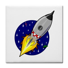 Rocket Ship Launch Vehicle Moon Tile Coaster by Salman4z