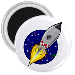 Rocket Ship Launch Vehicle Moon 3  Magnets by Salman4z