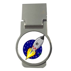 Rocket Ship Launch Vehicle Moon Money Clips (round)  by Salman4z