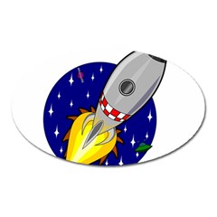 Rocket Ship Launch Vehicle Moon Oval Magnet by Salman4z