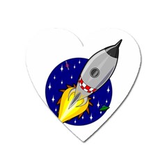 Rocket Ship Launch Vehicle Moon Heart Magnet by Salman4z