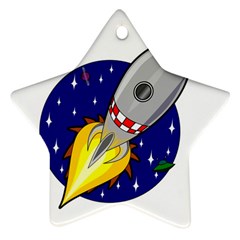 Rocket Ship Launch Vehicle Moon Star Ornament (two Sides) by Salman4z