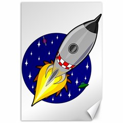 Rocket Ship Launch Vehicle Moon Canvas 12  X 18  by Salman4z