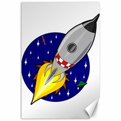 Rocket Ship Launch Vehicle Moon Canvas 24  X 36  by Salman4z