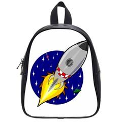 Rocket Ship Launch Vehicle Moon School Bag (small) by Salman4z