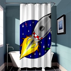 Rocket Ship Launch Vehicle Moon Shower Curtain 36  X 72  (stall)  by Salman4z