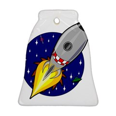 Rocket Ship Launch Vehicle Moon Bell Ornament (two Sides) by Salman4z