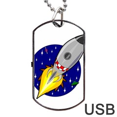 Rocket Ship Launch Vehicle Moon Dog Tag Usb Flash (two Sides) by Salman4z