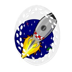 Rocket Ship Launch Vehicle Moon Oval Filigree Ornament (two Sides) by Salman4z