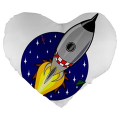 Rocket Ship Launch Vehicle Moon Large 19  Premium Heart Shape Cushions by Salman4z