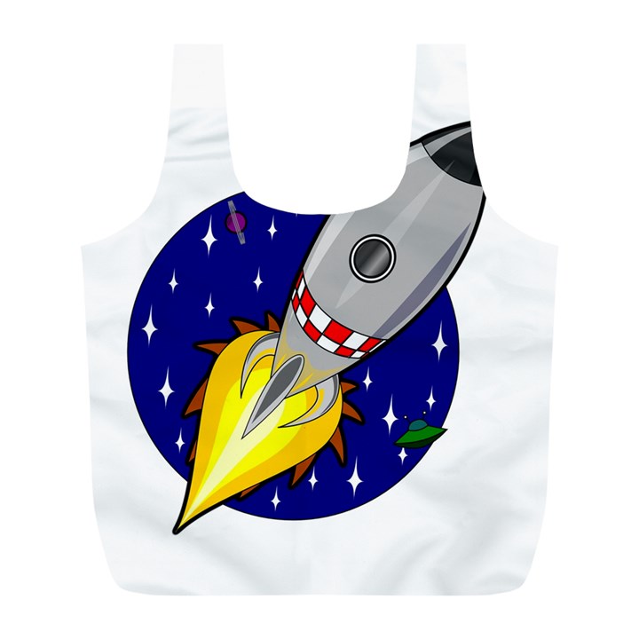 Rocket Ship Launch Vehicle Moon Full Print Recycle Bag (L)