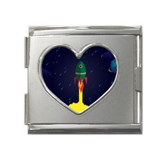 Rocket Halftone Astrology Astronaut Mega Link Heart Italian Charm (18mm)