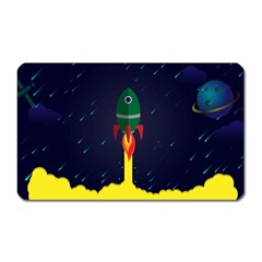 Rocket Halftone Astrology Astronaut Magnet (Rectangular)