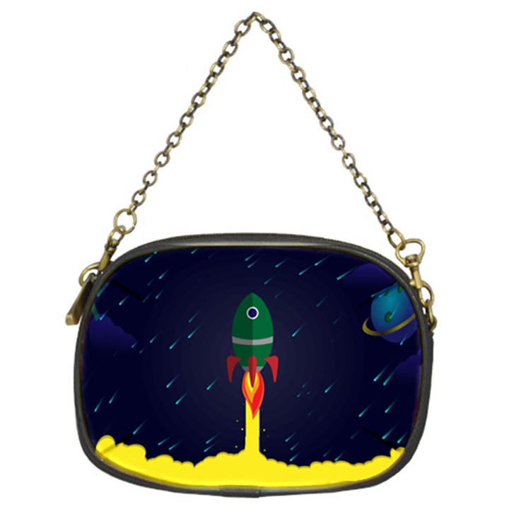 Rocket Halftone Astrology Astronaut Chain Purse (Two Sides)