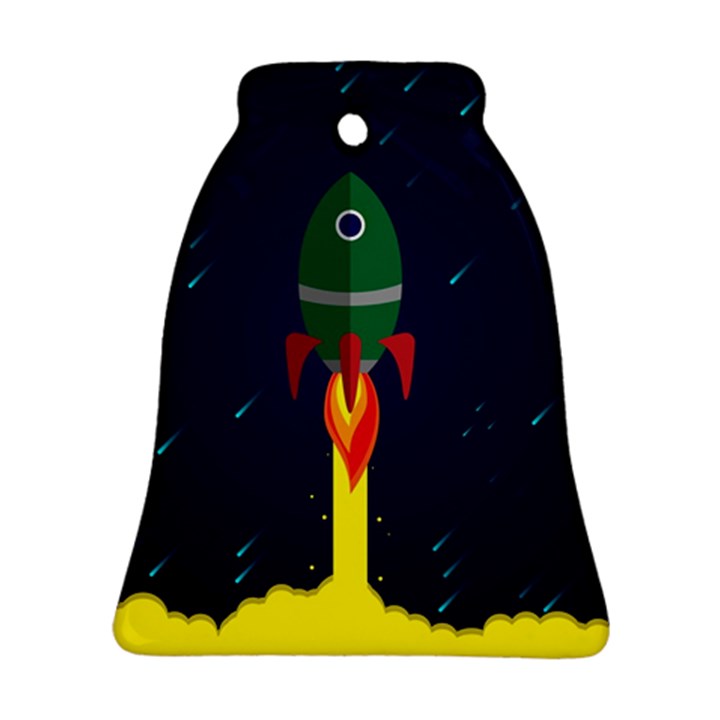 Rocket Halftone Astrology Astronaut Bell Ornament (Two Sides)