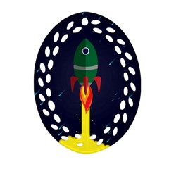 Rocket Halftone Astrology Astronaut Ornament (Oval Filigree)