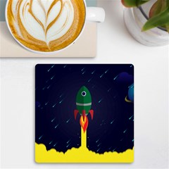 Rocket Halftone Astrology Astronaut UV Print Square Tile Coaster 