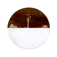 Rocket Halftone Astrology Astronaut Classic Marble Wood Coaster (round) 