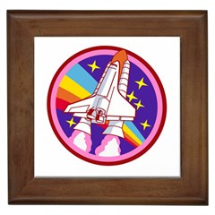 Badge Patch Pink Rainbow Rocket Framed Tile by Salman4z